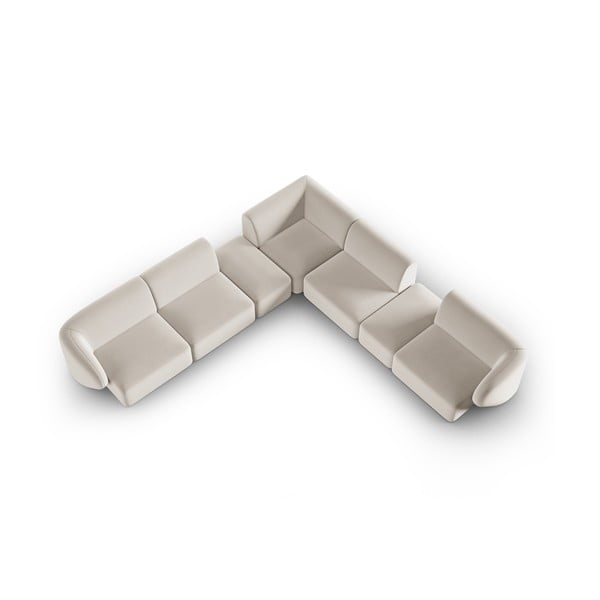 Bež baršunasti kutna garnitura Paolo – Milo Casa-image-1