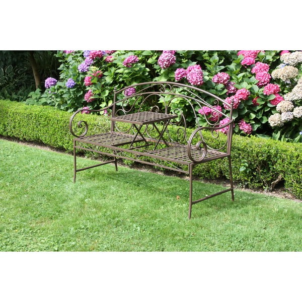 Smeđa metalna vrtna klupa Saket – Garden Pleasure-image-1