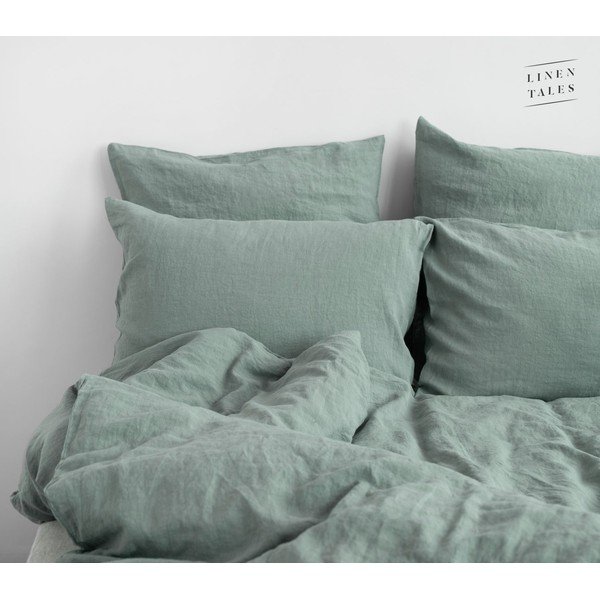Zelena/plava lanena navlaka za poplun za bračni krevet 200x200 cm Milieu – Linen Tales-image-3