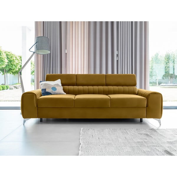 Senf žuta baršunasti sklopiva sofa 261 cm Laurence – ELTAP-image-3