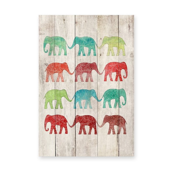 Drveni zidni natpis Surdic Elephants Cue 40 x 60 cm