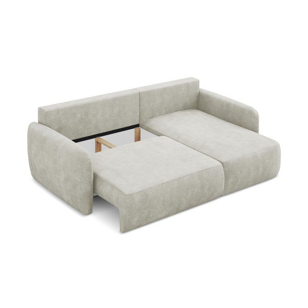 Krem sklopiva/s prostorom za pohranu kutna garnitura od šenila (s desnim kutom/s ležaljkom) Lilo – Makamii-image-3