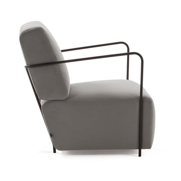 Siva baršunasta fotelja Kave Home Gamer-image-2