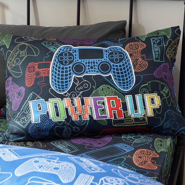Crna dječja posteljina za krevet za jednu osobu 135x200 cm Power Up Gamer – Catherine Lansfield-image-4