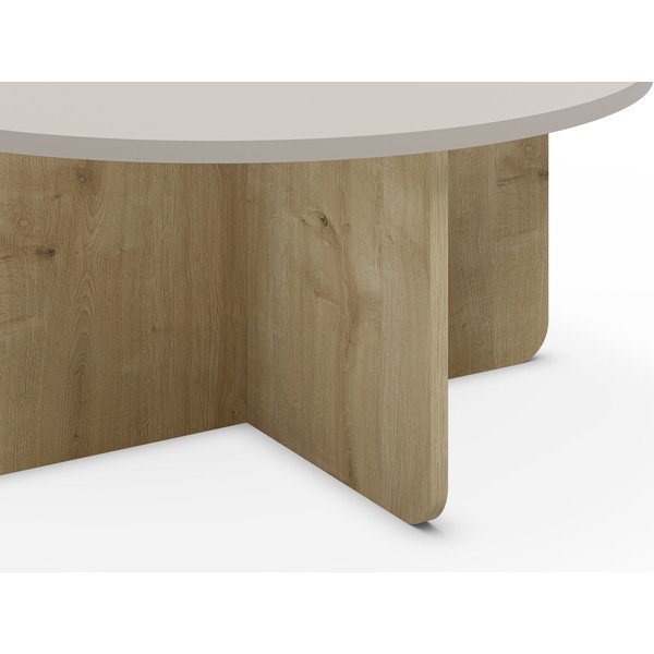 Krem/u prirodnoj boji okrugao stolić za kavu u dekoru hrasta ø 80 cm Hillary – Marckeric-image-3