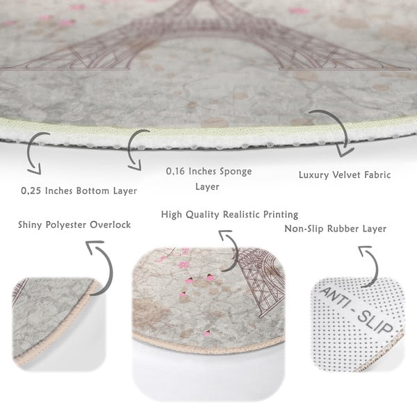 Svijetlo ružičasti periv/pogodan za robotski usisavač okrugli tepih ø 120 cm Comfort – Mila Home-image-4