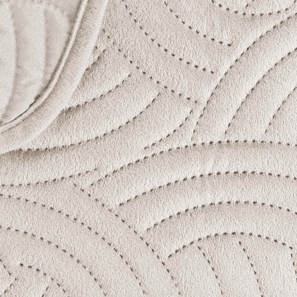 Krem set prekrivača i jastučnice od samta 240x260 cm Solange – douceur d'intérieur-image-4