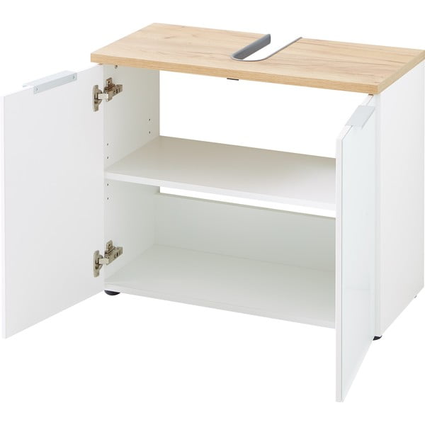 Bijeli ormarić ispod umivaonika u dekoru hrasta 70x58 cm Pescara – Germania-image-3