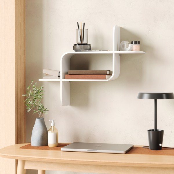 Bijela polica s više razina od masivnog kaučuka 62 cm Montage – Umbra-image-4