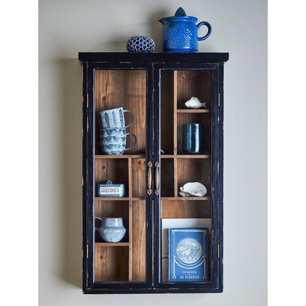 Crna viseća vitrina od masivne jele 50x80x14 cm Hazem – Bloomingville-image-1