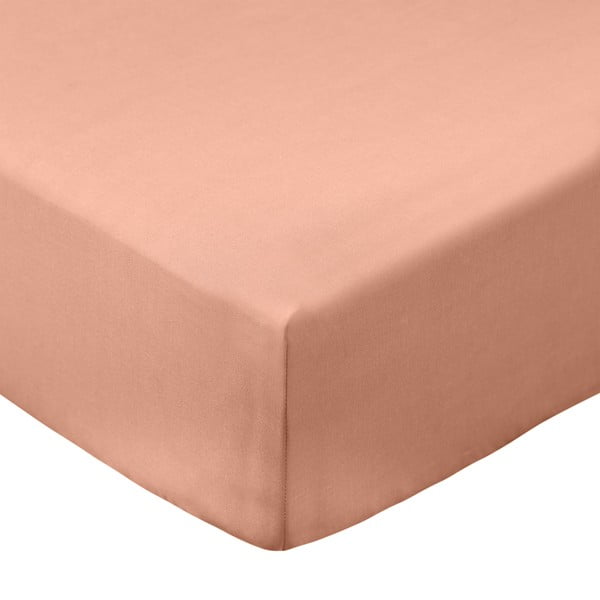 Plahta s gumom od pamučnog perkala boja terakote 90x190 cm Cotton Percale – Bianca