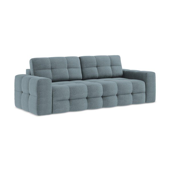 Plava sklopiva sofa od bouclé tkanine 255 cm Milu – Makamii-image-1