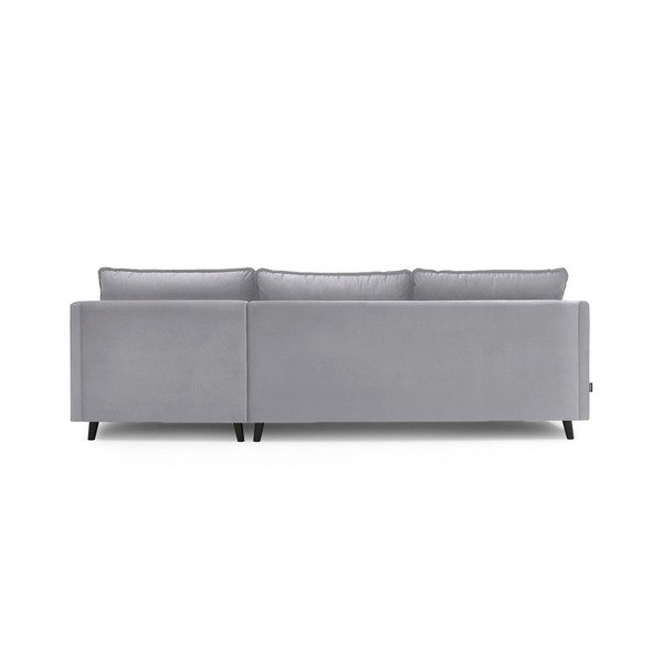 Svijetlo siva baršunasta kutna garnitura Bobochic Paris Loft, lijevi kut-image-4