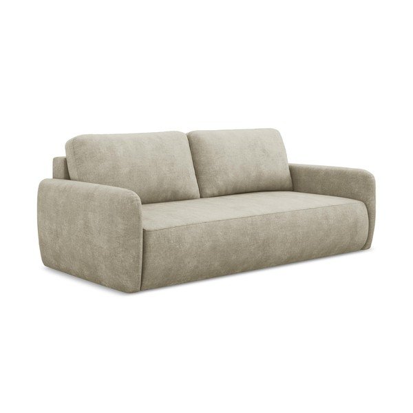 Bež sklopiva/s prostorom za pohranu sofa od šenila 218 cm Lilo – Makamii-image-1