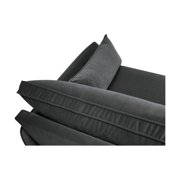 Tamnosiva baršunasta sofa s crnim nogama Kooko Home Lento, 198 cm-image-4