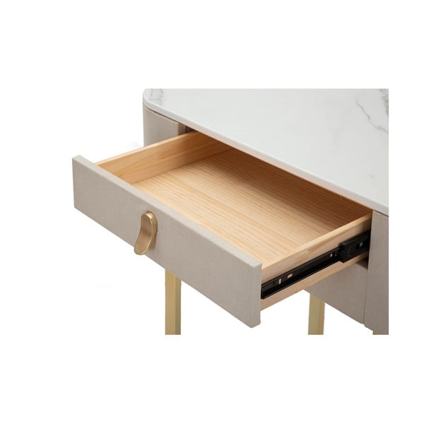 Bež/u zlatnoj boji pomoćni stol s pločom stola u mramornom dekoru 40x70 cm Beauty – Mauro Ferretti-image-1