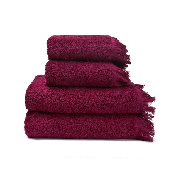 Set od 2 crvena manja i 2 veća ručnika od 100% pamuka Bonami Selection, 50 x 90 + 70 x 140 cm