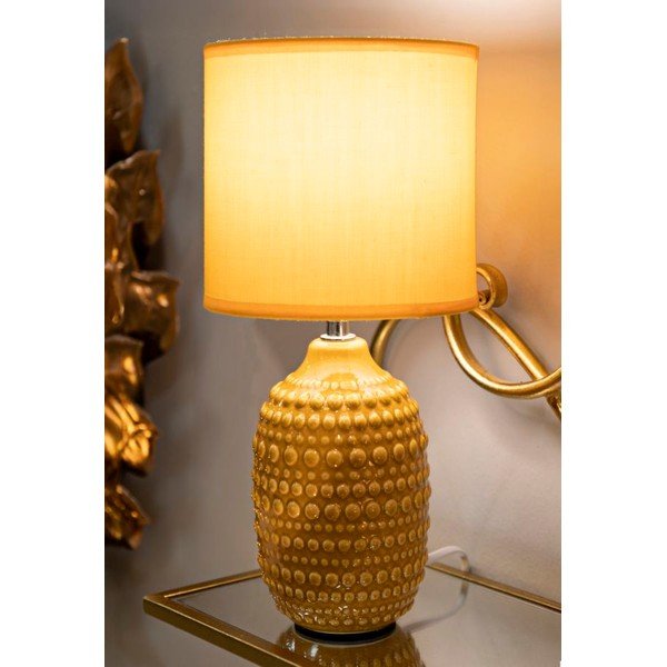 Senf žuta stolna lampa keramička s tekstilnim sjenilom (visina 30,5 cm) Points – Mauro Ferretti-image-1