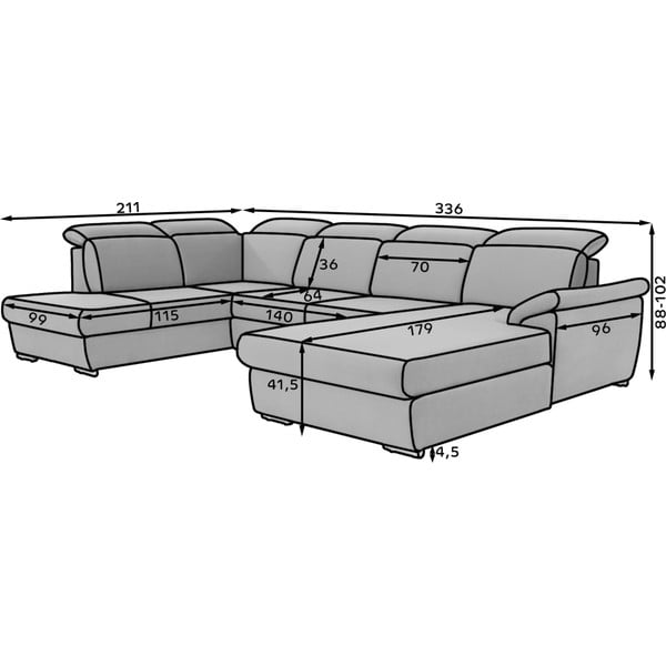 Crna sklopiva kutna garnitura (s desnim kutom/u obliku slova "U") Evanell – ELTAP-image-3