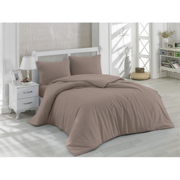 Smeđa pamučna posteljina za bračni krevet 200x200 cm Asir – Mijolnir