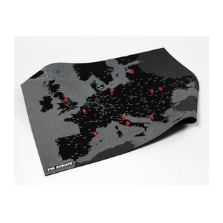 Crna zidna karta Europe Palomar Pin World, 100 x 80 cm