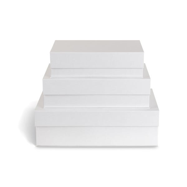 Bijele kartonske kutije za pohranu u setu  3 kom s poklopcem 42,5x29,5x13 cm Kian Paper Laminate – Bigso