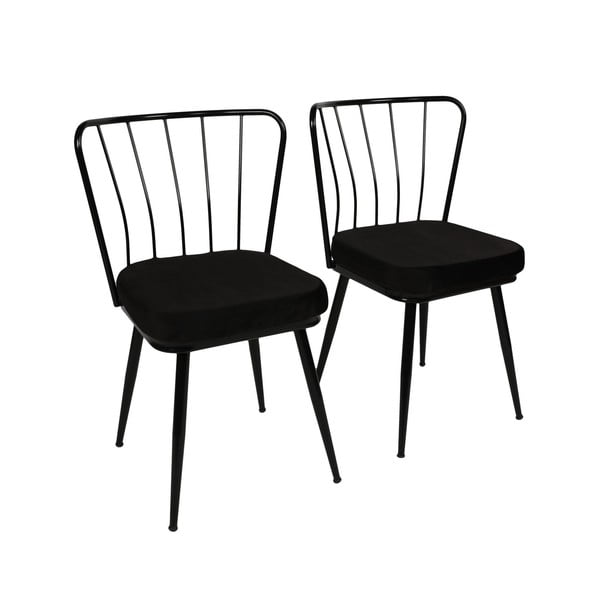 Crne metalne blagovaonske stolice u setu 2 kom Yildiz – Kalune Design-image-4