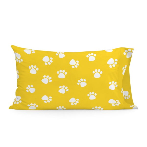 Žuta pamučna navlaka za jastuk Psi lisice, 50 x 75 cm