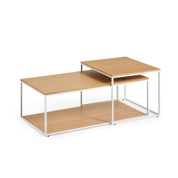 Stolići za kavu u setu 2 kom s pločom stola u dekoru hrasta u svijetloj prirodnoj boji 50x100 cm Yoana – Kave Home