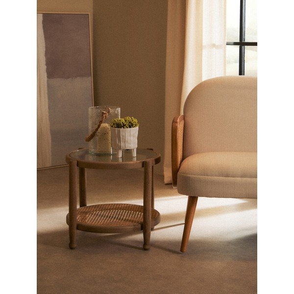 Okrugao pomoćni stol sa staklenom pločom stola ø 57 cm Cebu – Premier Housewares-image-1