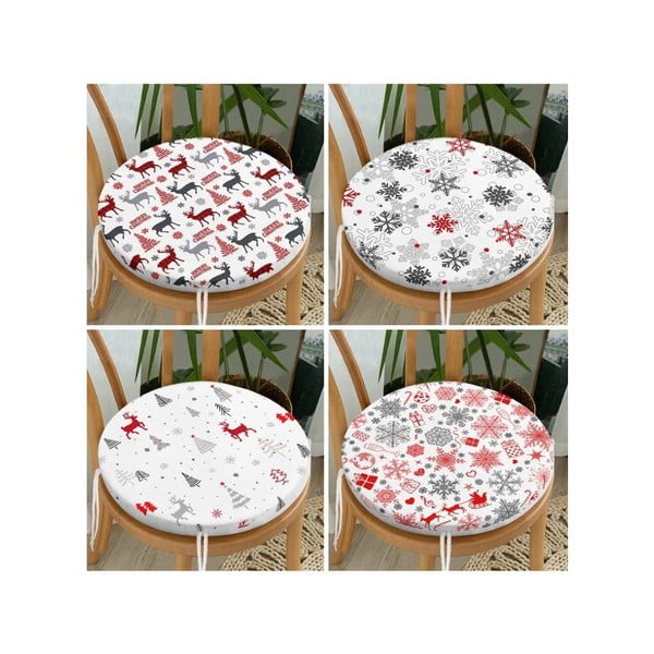 Jastuci za sjedenje u setu 4 kom s božićnim motivom ø 40 cm Snowflakes – Mila Home-image-1