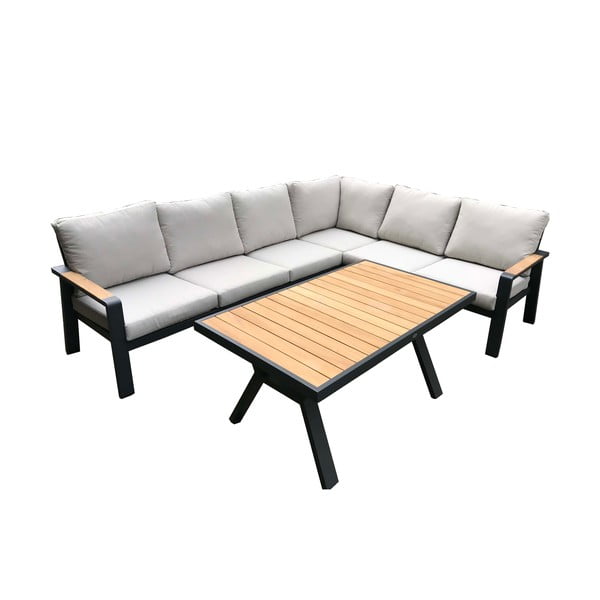 Siva vrtna garnitura aluminijska za 5 osoba Rotterdam – Rojaplast-image-2