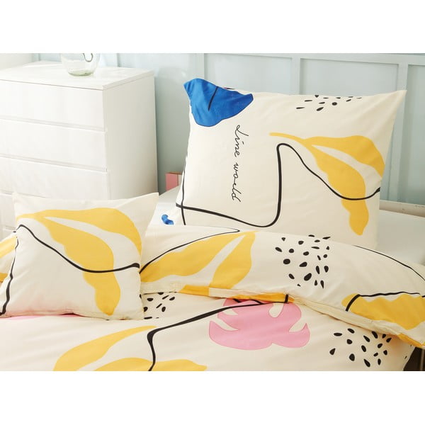 Žuta  3-dijelna posteljina za krevet za jednu osobu od mikrosatena 140x200 cm Sophia – My House-image-1