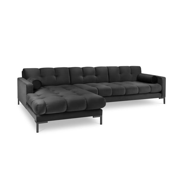 Tamno siva baršunasta kutna garnitura Cosmopolitan Design Bali, lijevi kut-image-2