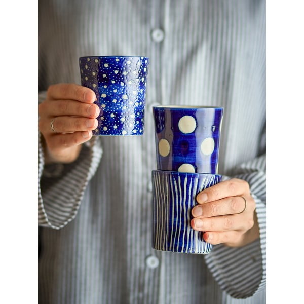 Tamno plave šalice u setu 3 kom za espresso od kamenine 190 ml Minoa – Bloomingville-image-1