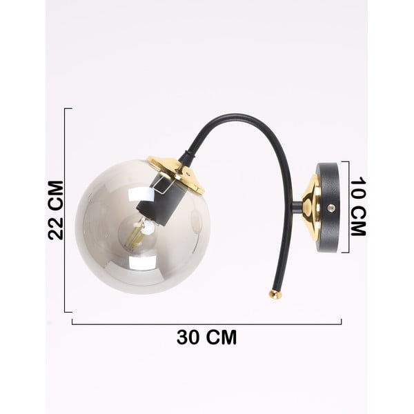 Crna/siva zidna lampa ø 15 cm Yoyo – Squid Lighting-image-4