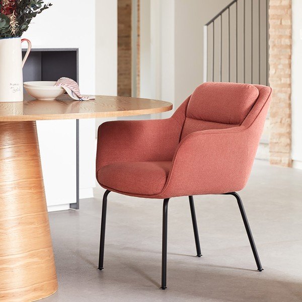 Ružičasta podstavljena blagovaonska stolica s naslonima za ruke Sadira – Teulat-image-1