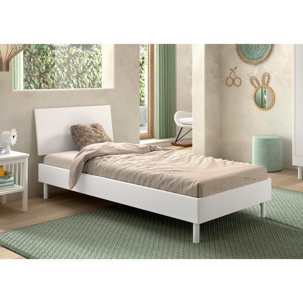 Bijeli krevet od masivne bukve s podnicom 90x200 cm Forrest – Vipack-image-1