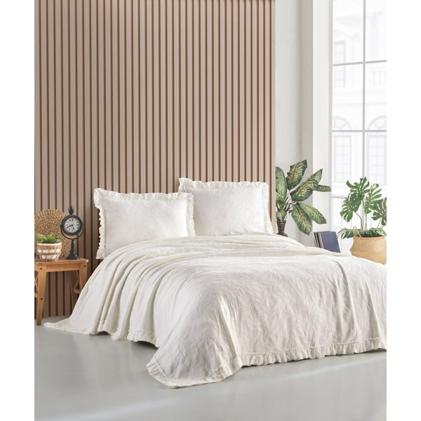 Krem set prekrivača i jastučnica za bračni krevet 220x240 cm Ilda - Mijolnir