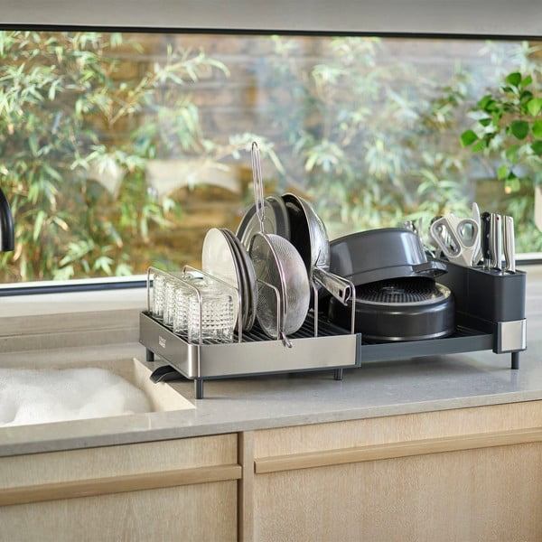 Plavi/u srebrnoj boji metalni ocjeđivač za posuđe Extend – Joseph Joseph-image-1