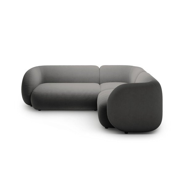 Tamno siva baršunasta kutna garnitura (s desnim kutom/u obliku slova L) Kate – Micadoni -image-1