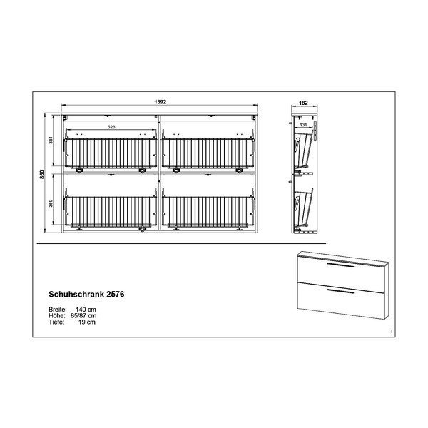 Sivo-bež viseći ormarić za cipele Utah - Germania-image-4