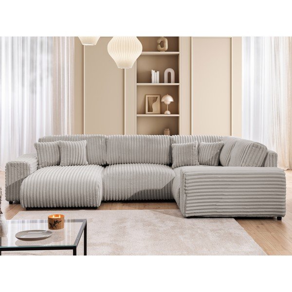 Svijetlo siva kutna garnitura od samta (s desnim kutom/u obliku slova "U") Justin – Ropez-image-1