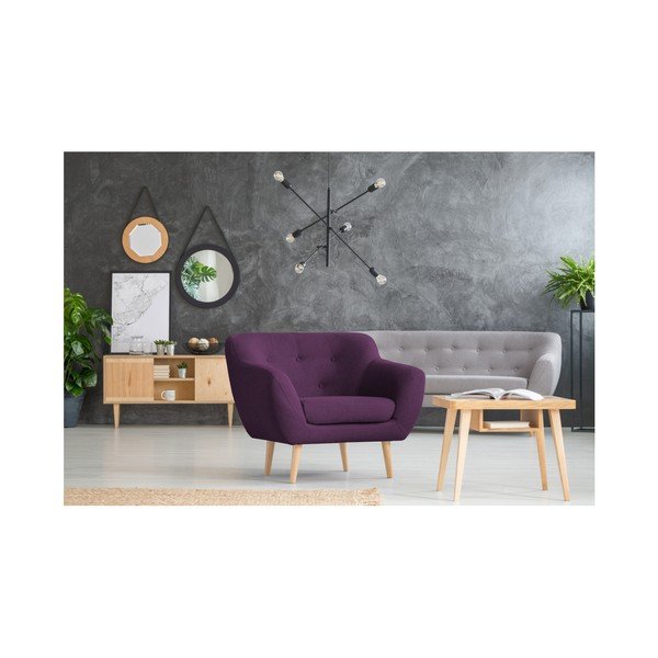 Ljubičasta fotelja sa svijetlim nogama Mazzini Sofas Sicile-image-4
