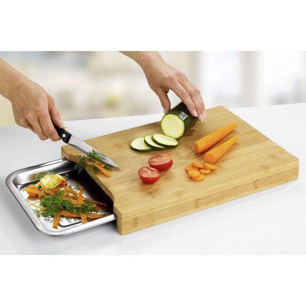 Daska za rezanje od bambusa s pladnjem od nehrđajućeg čelika 24,5x35 cm - Maximex-image-1