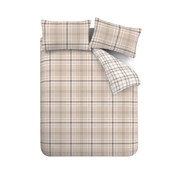 Smeđa/bež posteljina za krevet za jednu osobu 135x200 cm Kelso Check – Catherine Lansfield-image-2
