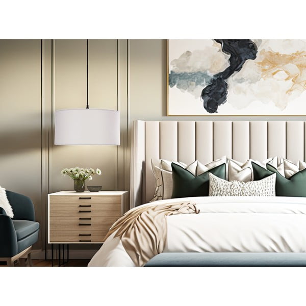 Bijela viseća svjetiljka s tekstilnim sjenilom ø 40 cm Shanti – Candellux Lighting-image-1