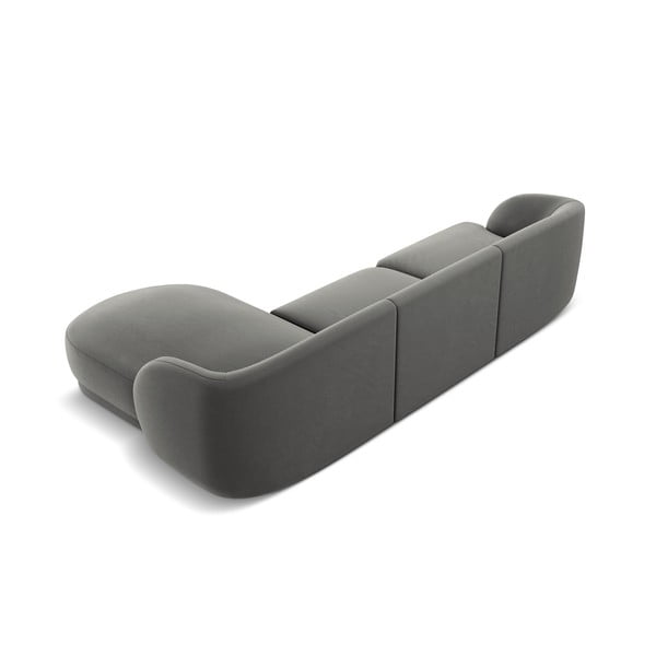 Siva baršunasta kutna garnitura (desni kut) Miley - Micadoni Home-image-3