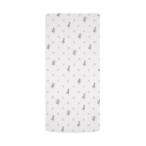 Bijela/ružičasta dječja plahta s gumom za krevet za jednu osobu od pamučnog satena 90x200 cm Pink Girl – Butter Kings