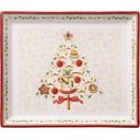 Crveno-bež porculanski tanjur za posluživanje s božićnim motivom Villeroy & Boch, 27,4 x 22,7 cm